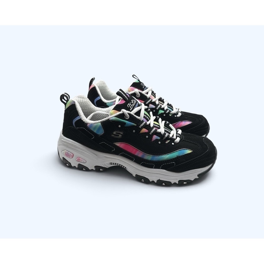 Skechers D'Lites Summer Fiesta Black Tie-Dye Fashion Sneakers WOMENS Size 7.5